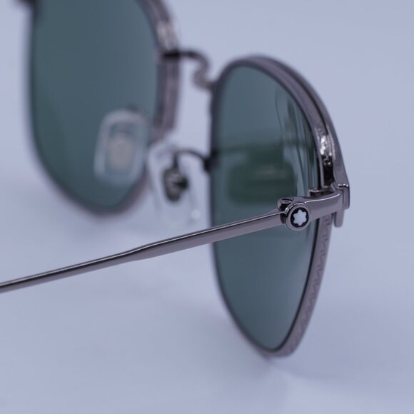 Montblanc MB0189S 005 Sunglasses Grey Square Frame, Green Lenses - Picture 5 of 11